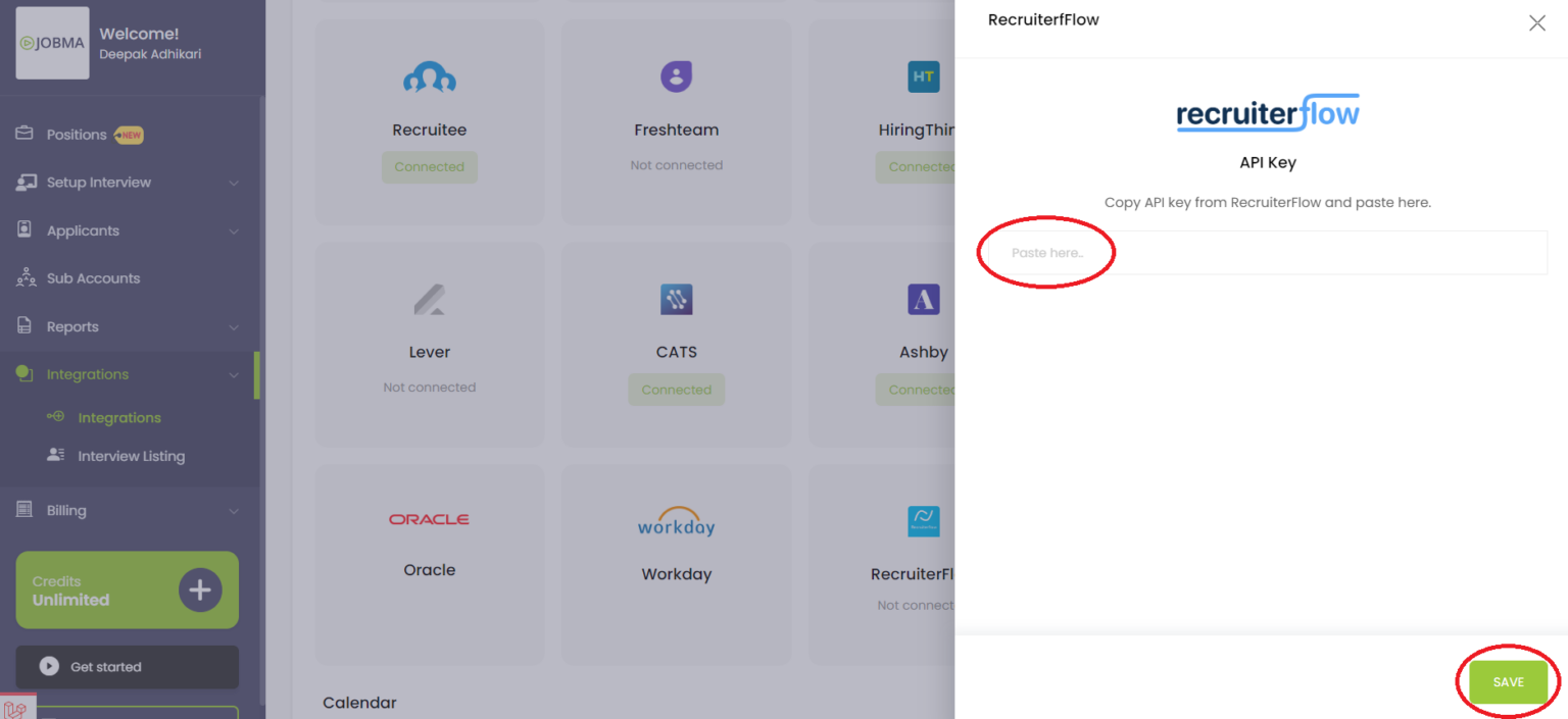 Jobma Integrates with Recruiterflow Step 3