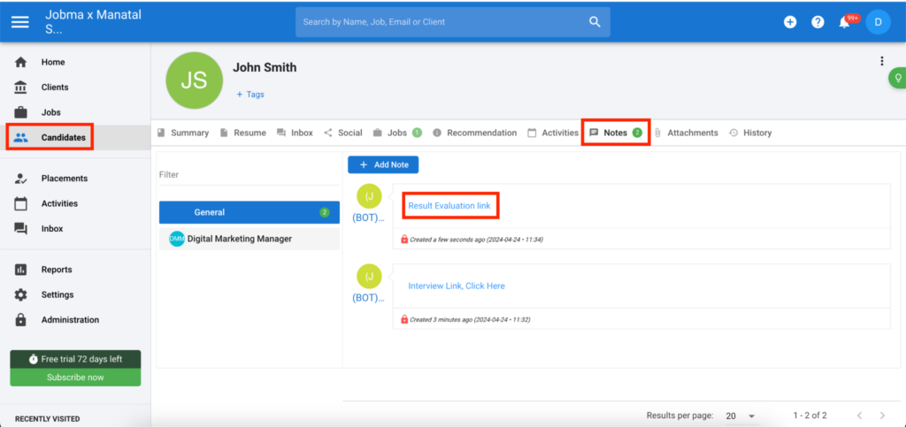 Manatal integration guide step 16